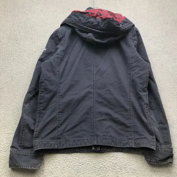 Abercrombie & Fitch Utility Military Heavy Jacket Womens Large Twill Zip Navy - Picture 5 of 11